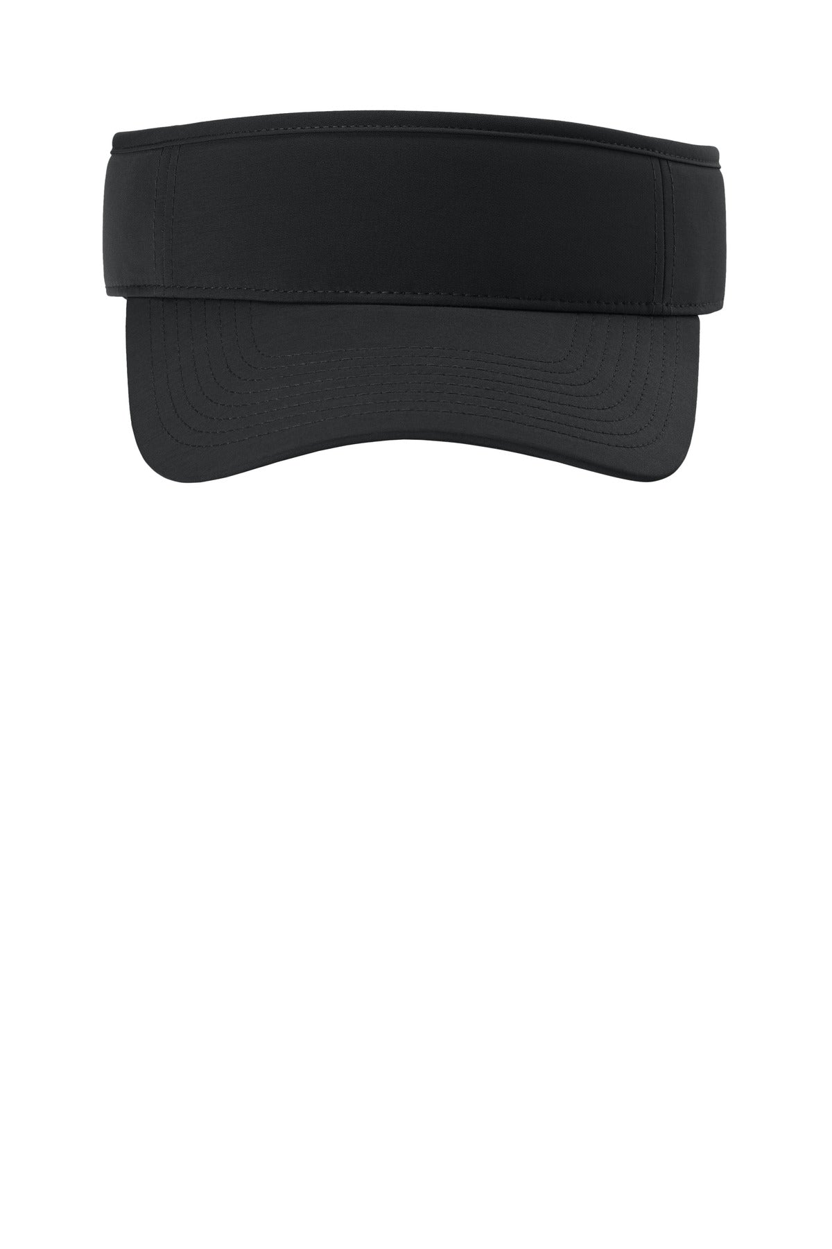 Front View of Black Port Authority Poly Visor C983