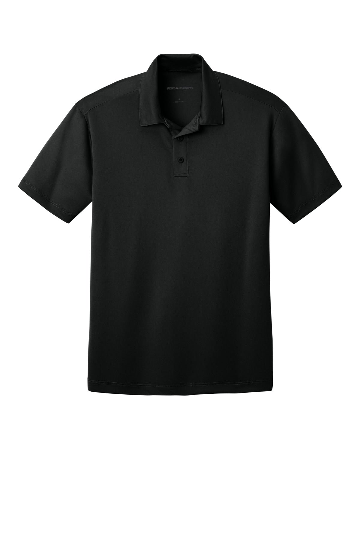 Front View of Black Port Authority Silk Touch Performance Polo. K540