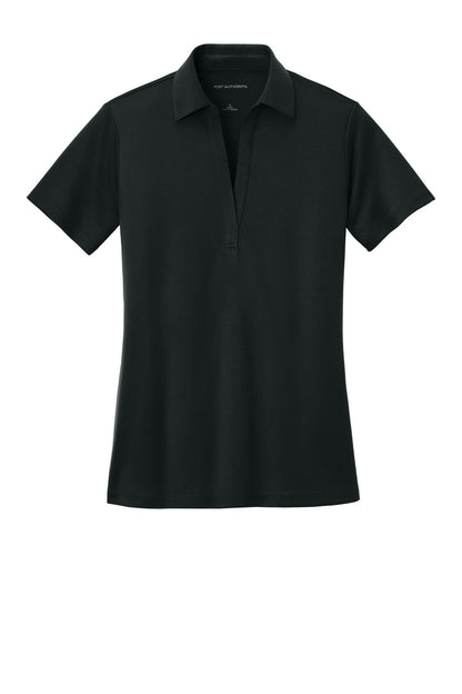 Front View of Black Port Authority Women's Silk Touch Performance Polo. L540