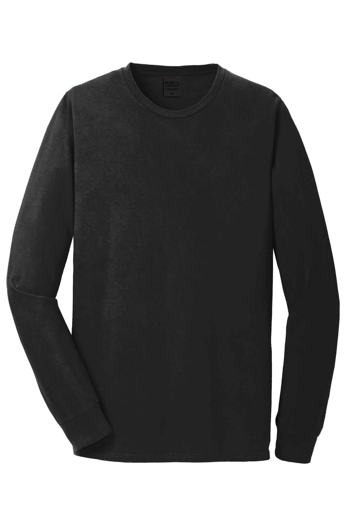Front View of Black Port & Co Beach Wash Garment-Dyed Long Sleeve Tee PC099LS
