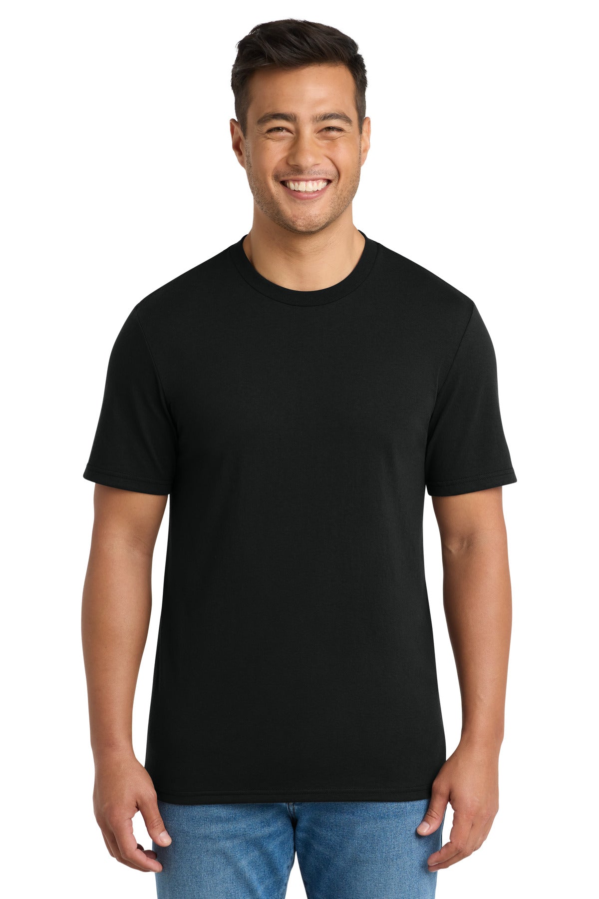 Front View of Black Port & Co Tri-Blend Tee. PC330