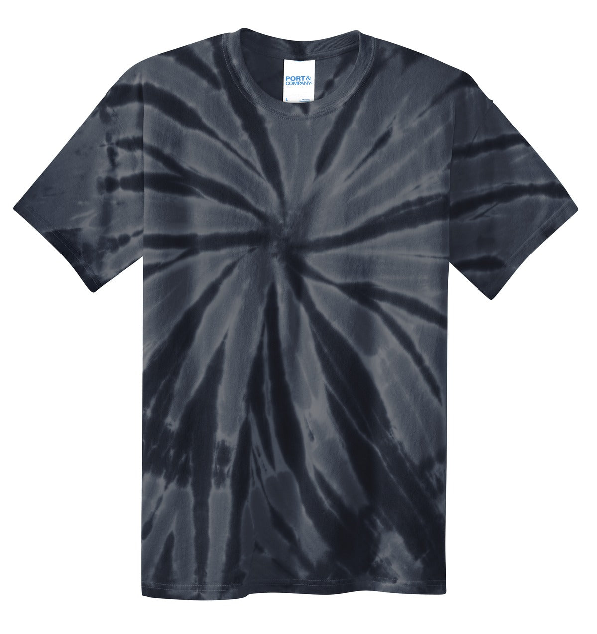 Front View of Black Port & Co Youth Tie-Dye Tee. PC147Y