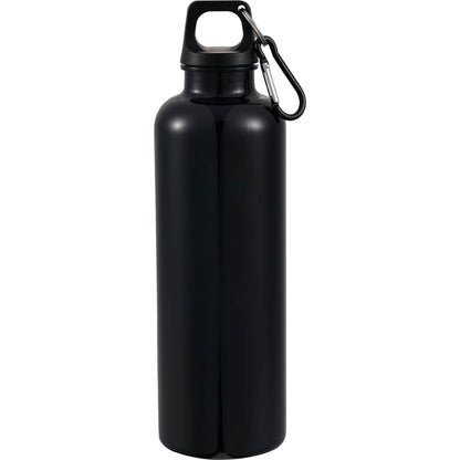 Front View of Black Race 25oz  Recycled Bottle with Carabiner plain