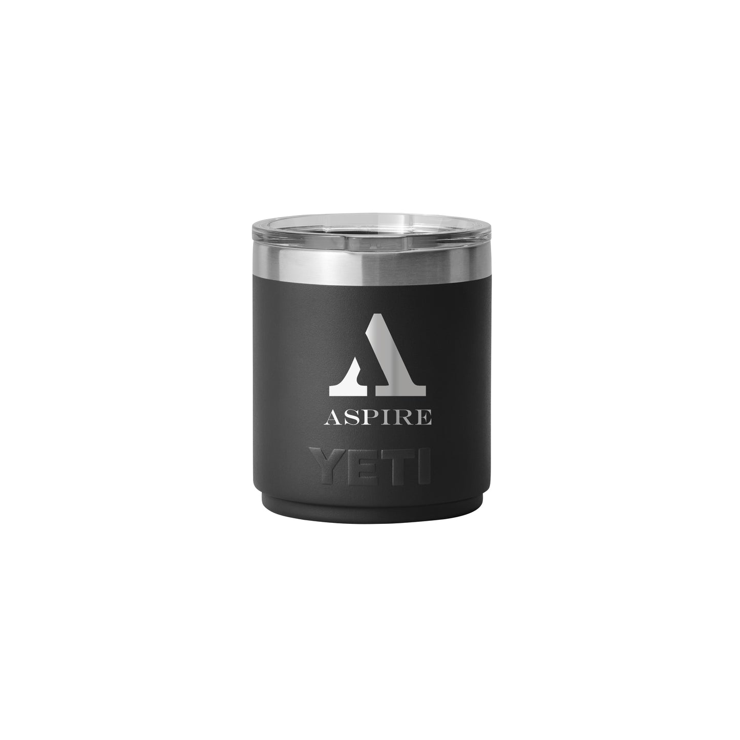 Front View of Black Rambler® 10 oz Stackable Lowball with MagSlider™ Lid