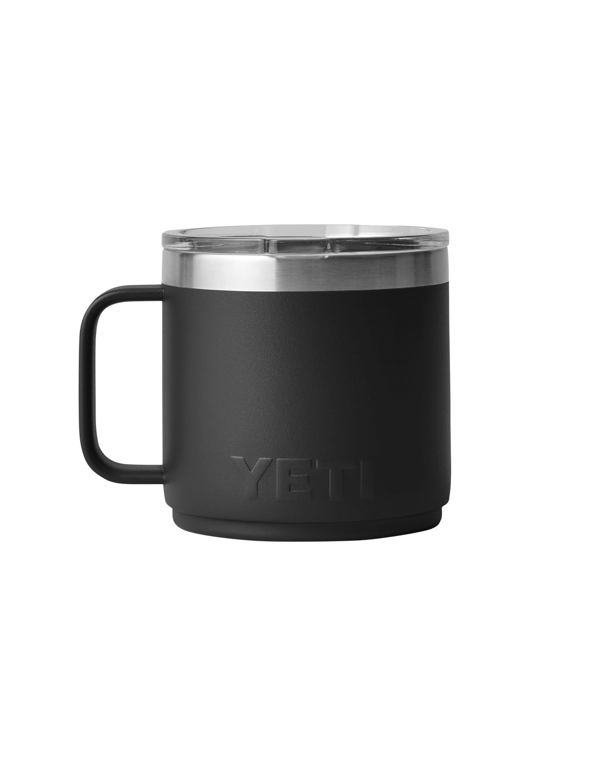 Front View of Black Rambler® 14 oz Stackable Mug with DuraSip™ Ceramic Lining plain