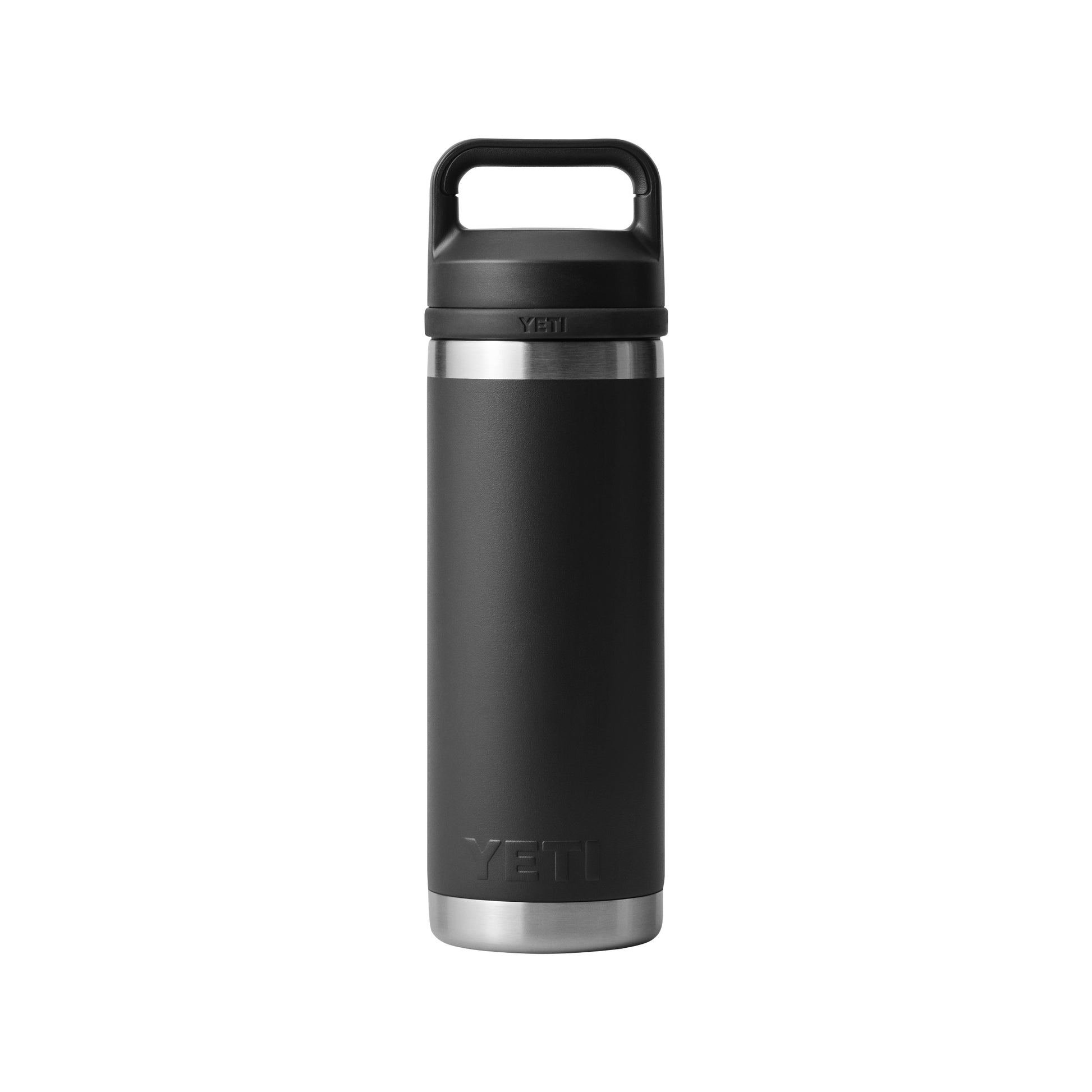 Front View of Black Rambler® 18 oz Water Bottle with Chug Cap plain