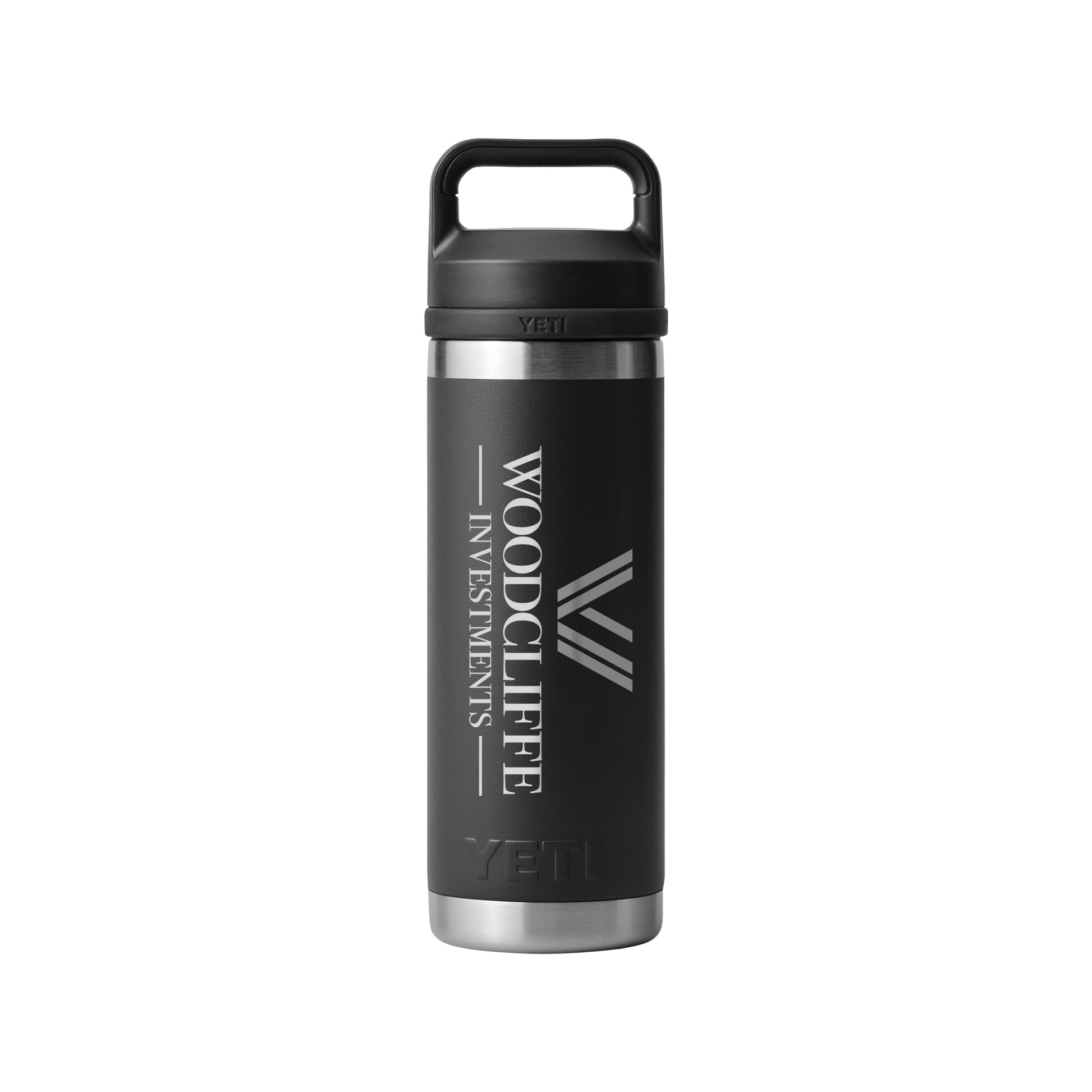 Front View of Black Rambler® 18 oz Water Bottle with Chug Cap