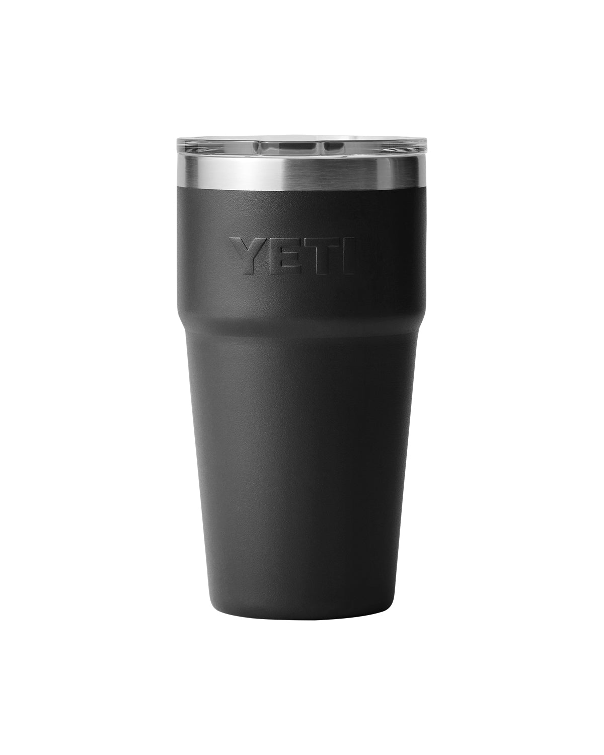 Front View of Black Rambler® 20 oz Stackable Cup with MagSlider™ Lid plain