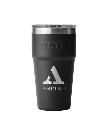 Front View of Black Rambler® 20 oz Stackable Cup with MagSlider™ Lid