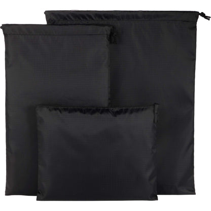 Front View of Black Recycled Travel Bag Set plain