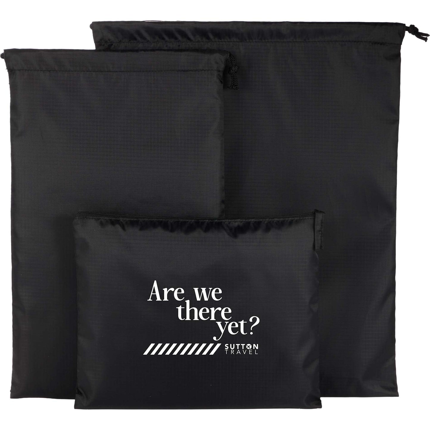 Front View of Black Recycled Travel Bag Set