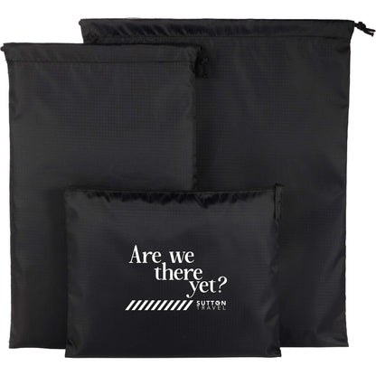 Front View of Black Recycled Travel Bag Set