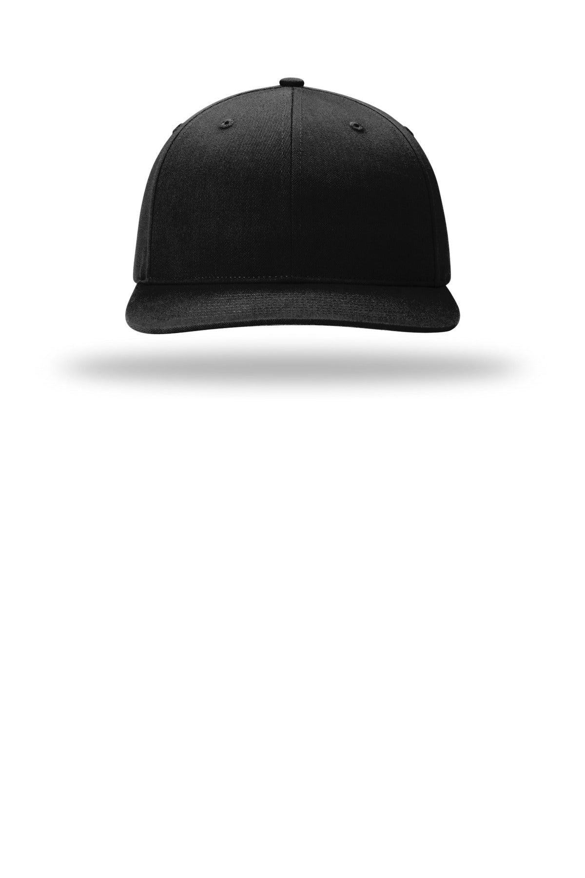 Front View of Black Richardson Solid Twill Trucker 312