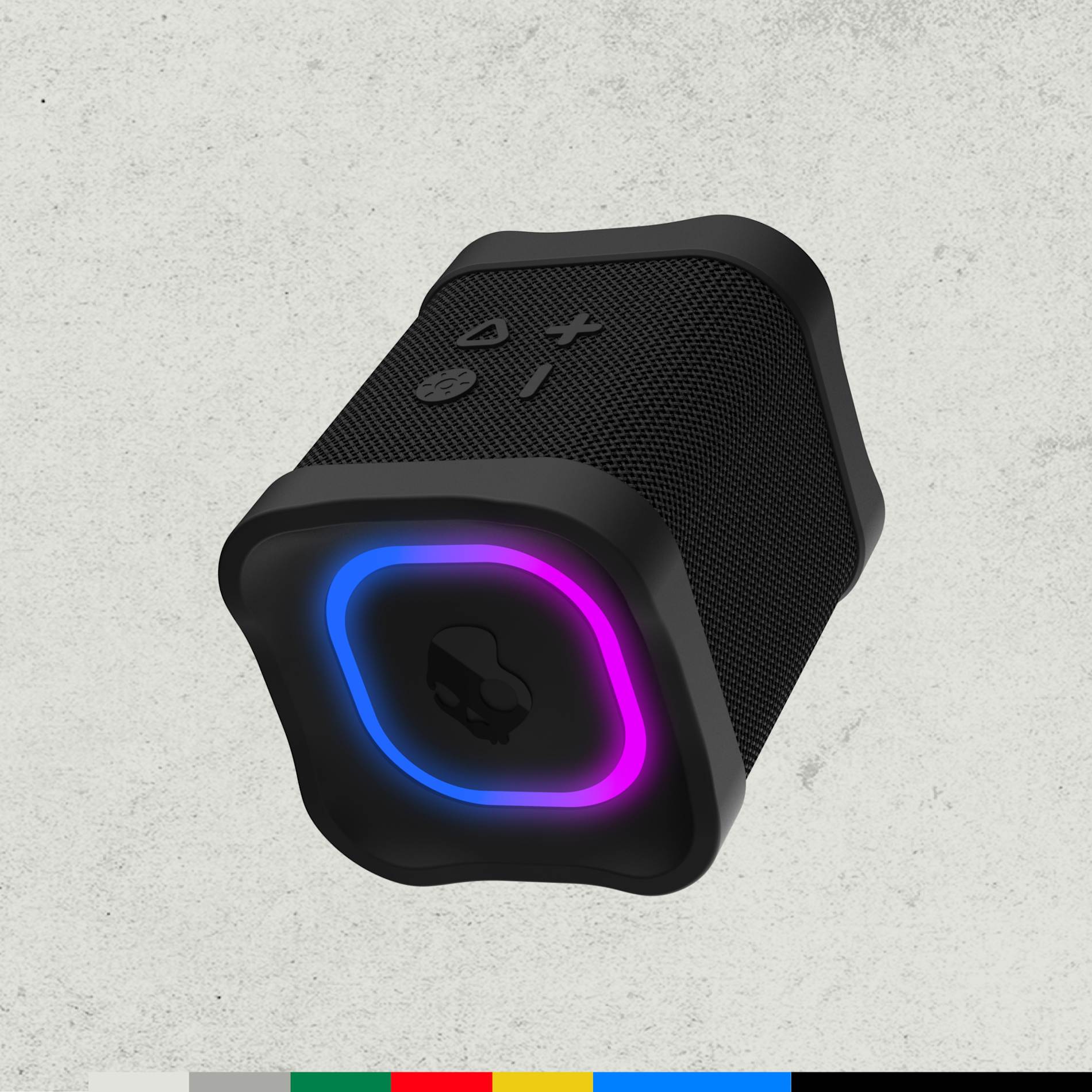 Front View of Black Skullcandy Terrain Mini 2 Bluetooth Speaker plain
