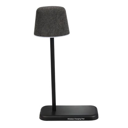 Front View of Black Sound Shine Desktop Lamp and Bluetooth Speaker plain