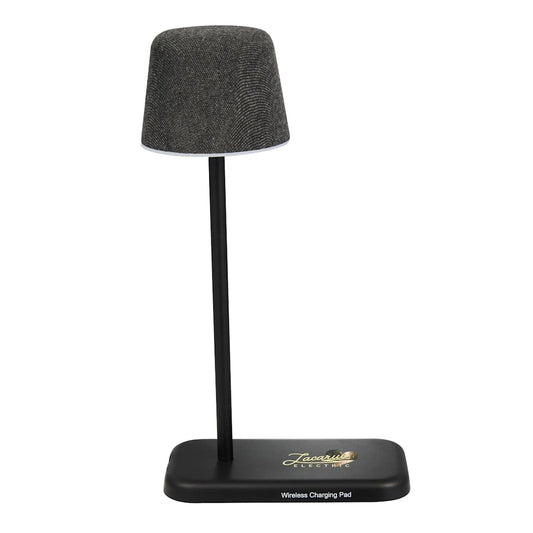 Front View of Black Sound Shine Desktop Lamp and Bluetooth Speaker