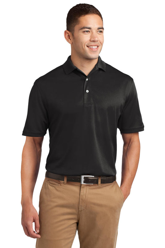 Front View of Black Sport-Tek Dri-Mesh Polo. K469