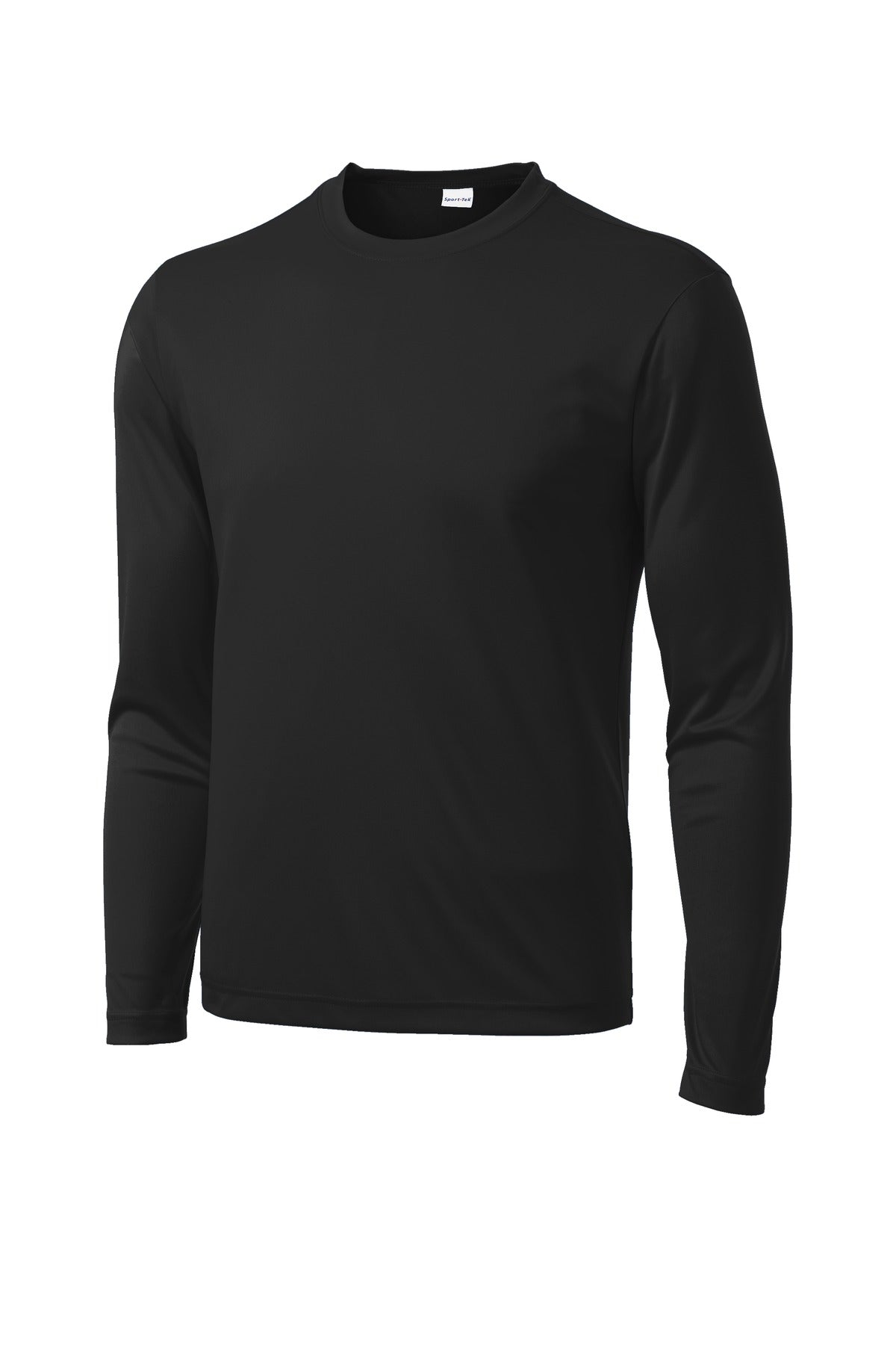Front View of Black Sport-Tek Long Sleeve PosiCharge Competitor Tee. ST350LS