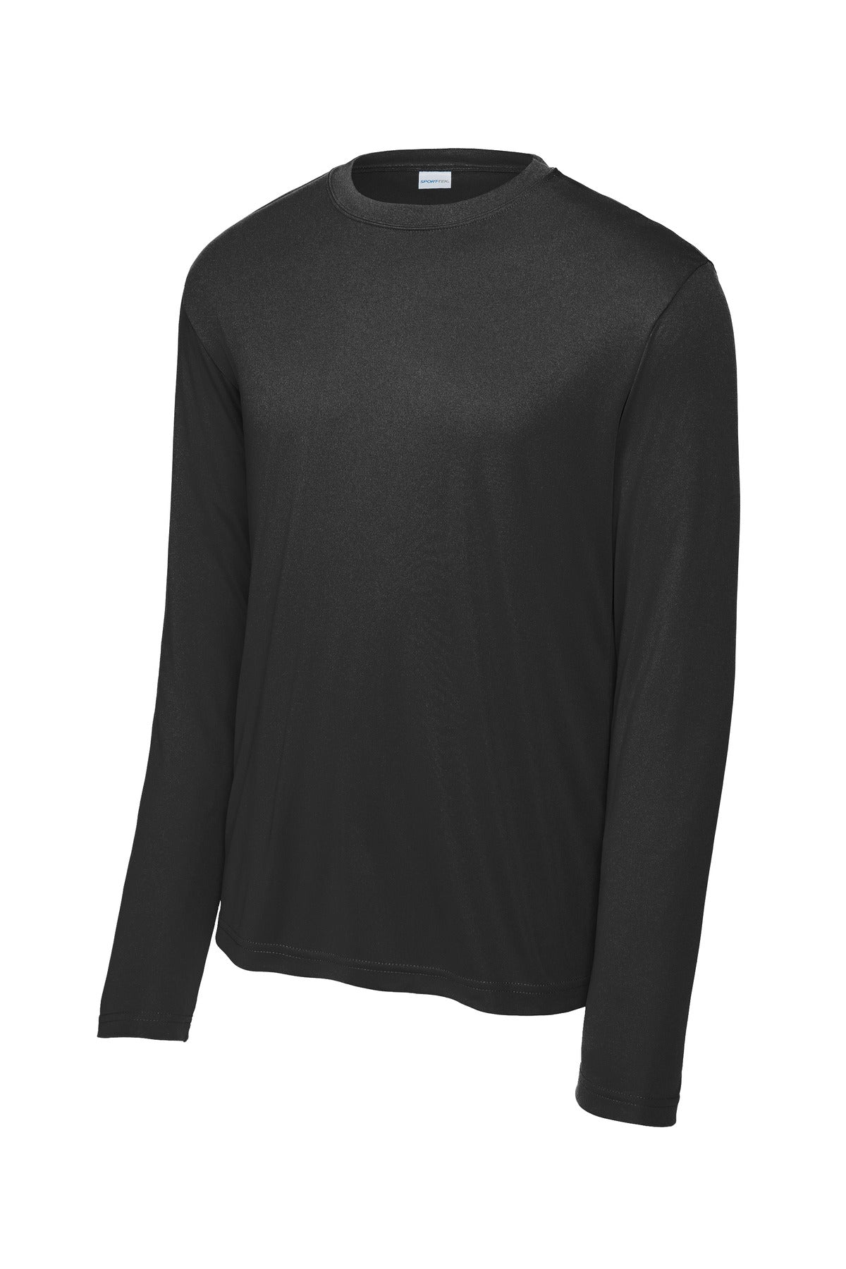 Front View of Black Sport-Tek Long Sleeve PosiCharge Competitor Tee. ST350LS