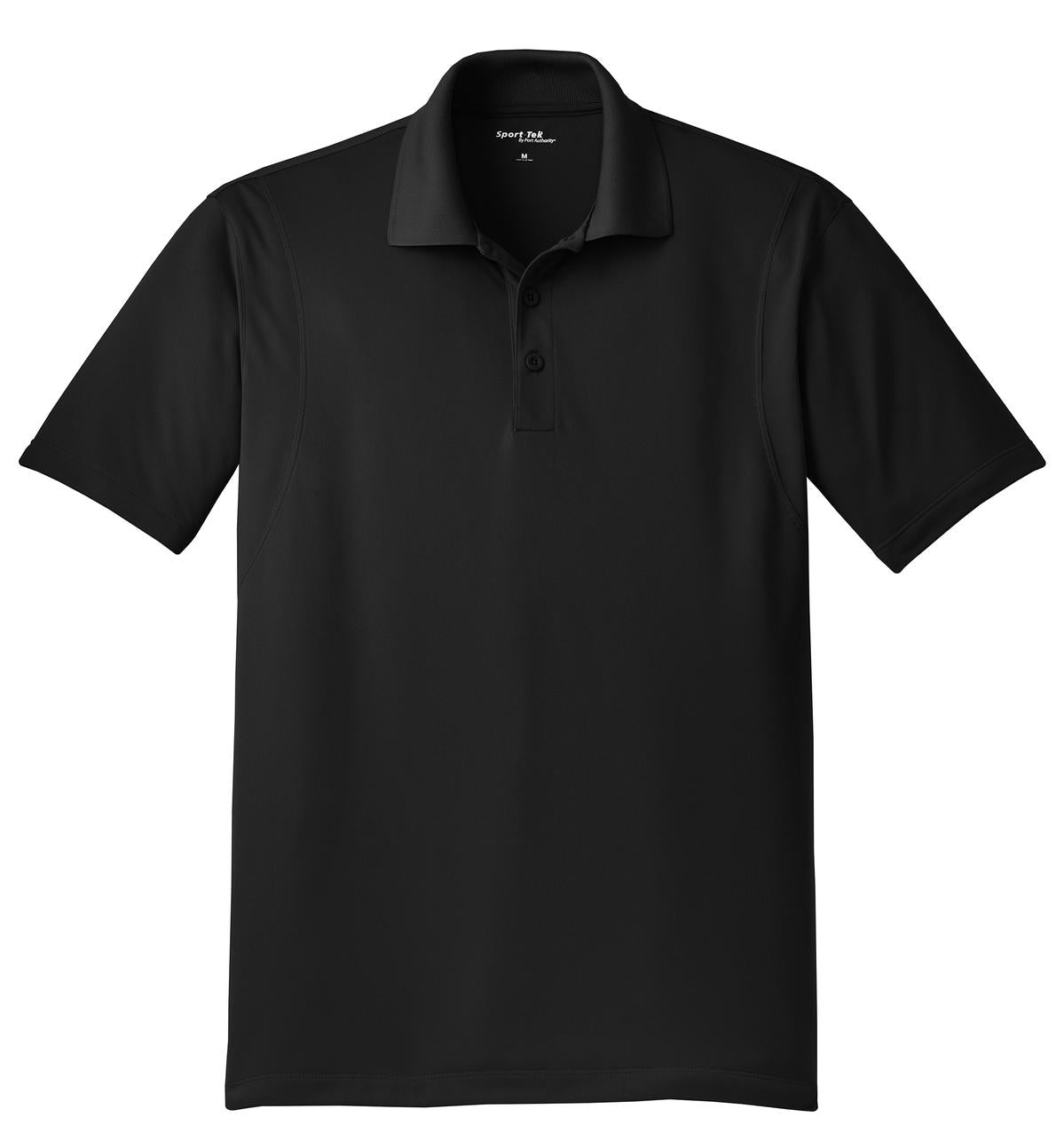 Front View of Black Sport-Tek Micropique Sport-Wick Polo. ST650