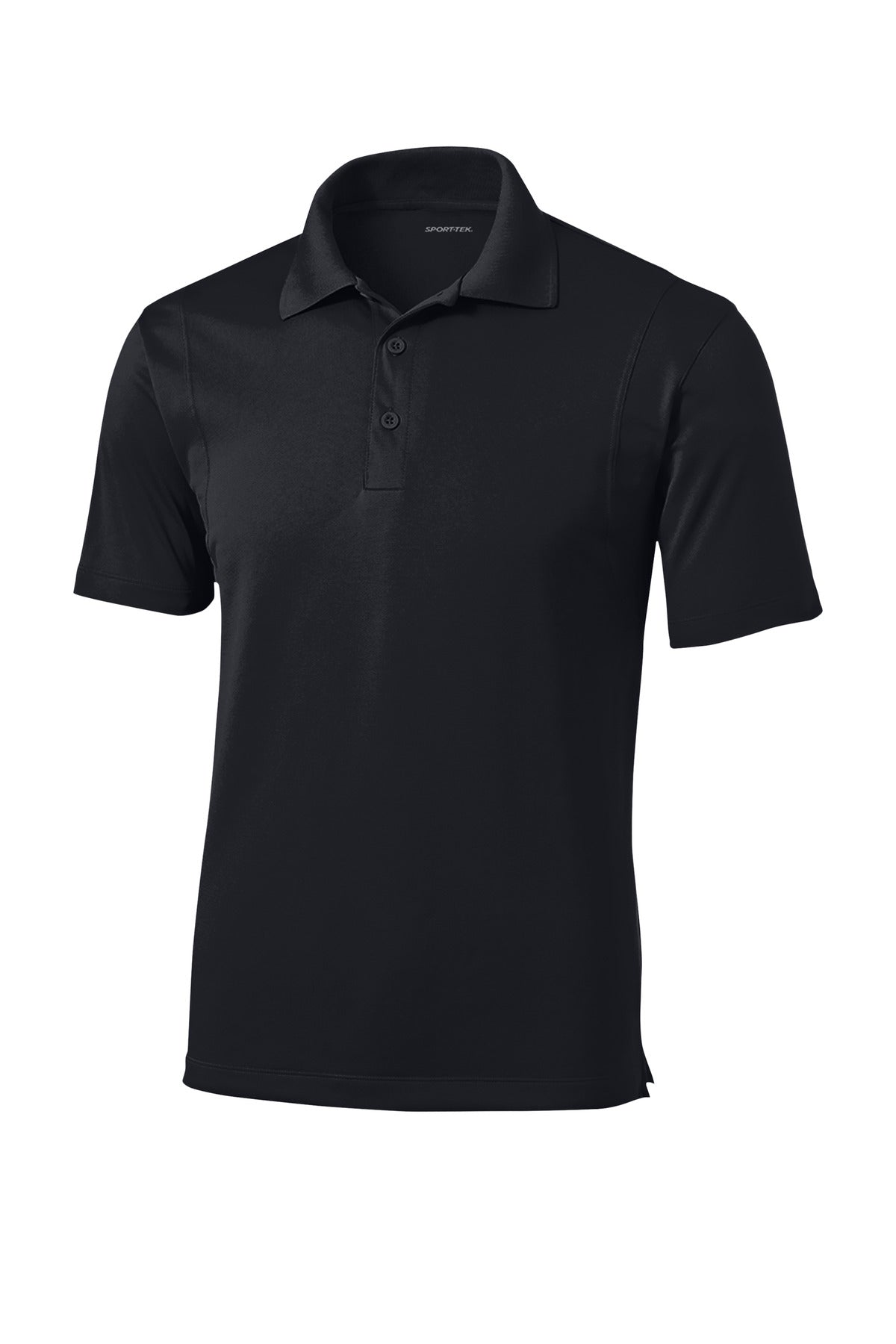 Front View of Black Sport-Tek Micropique Sport-Wick Polo. ST650