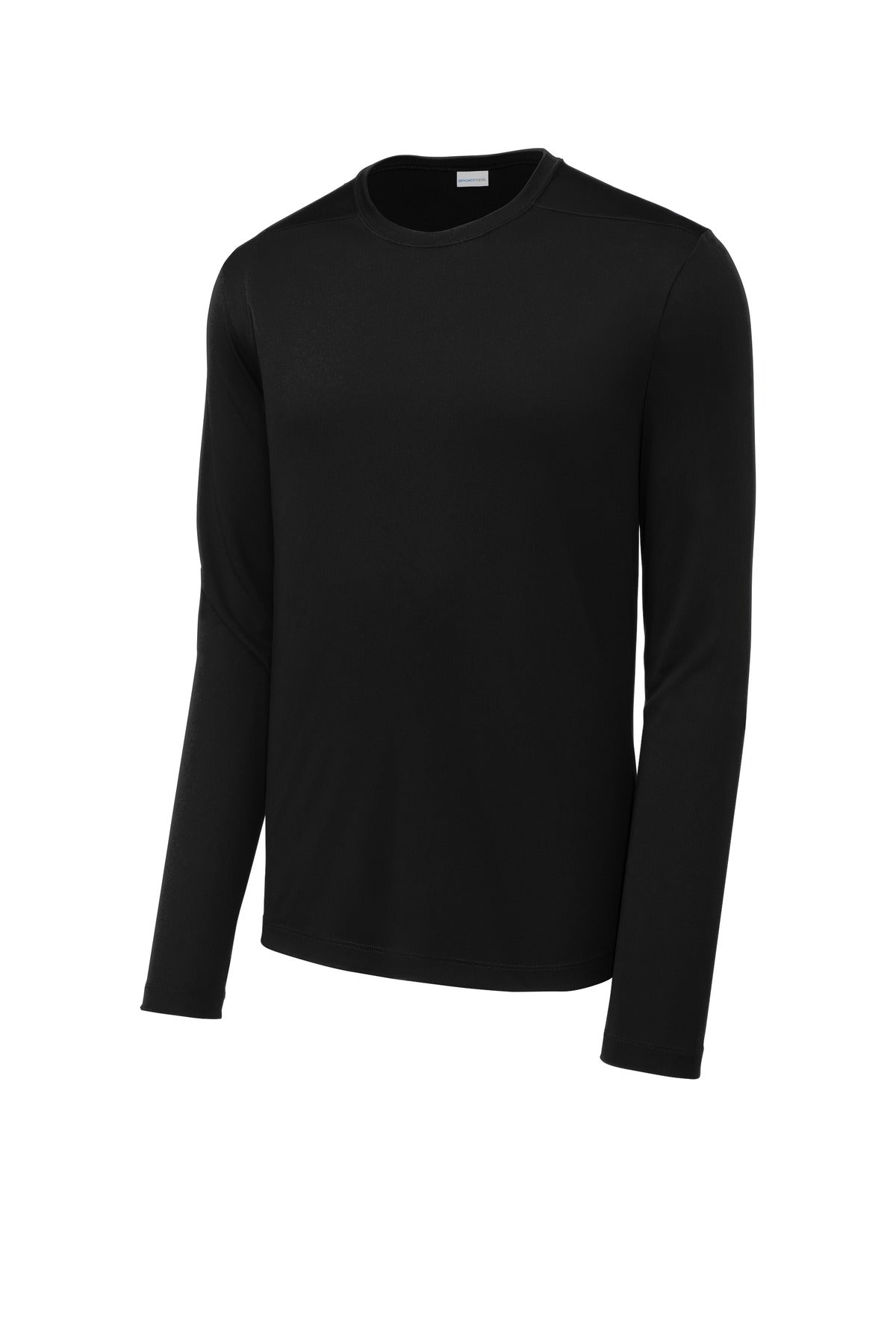 Front View of Black Sport-Tek Posi-UV Pro Long Sleeve Tee. ST420LS