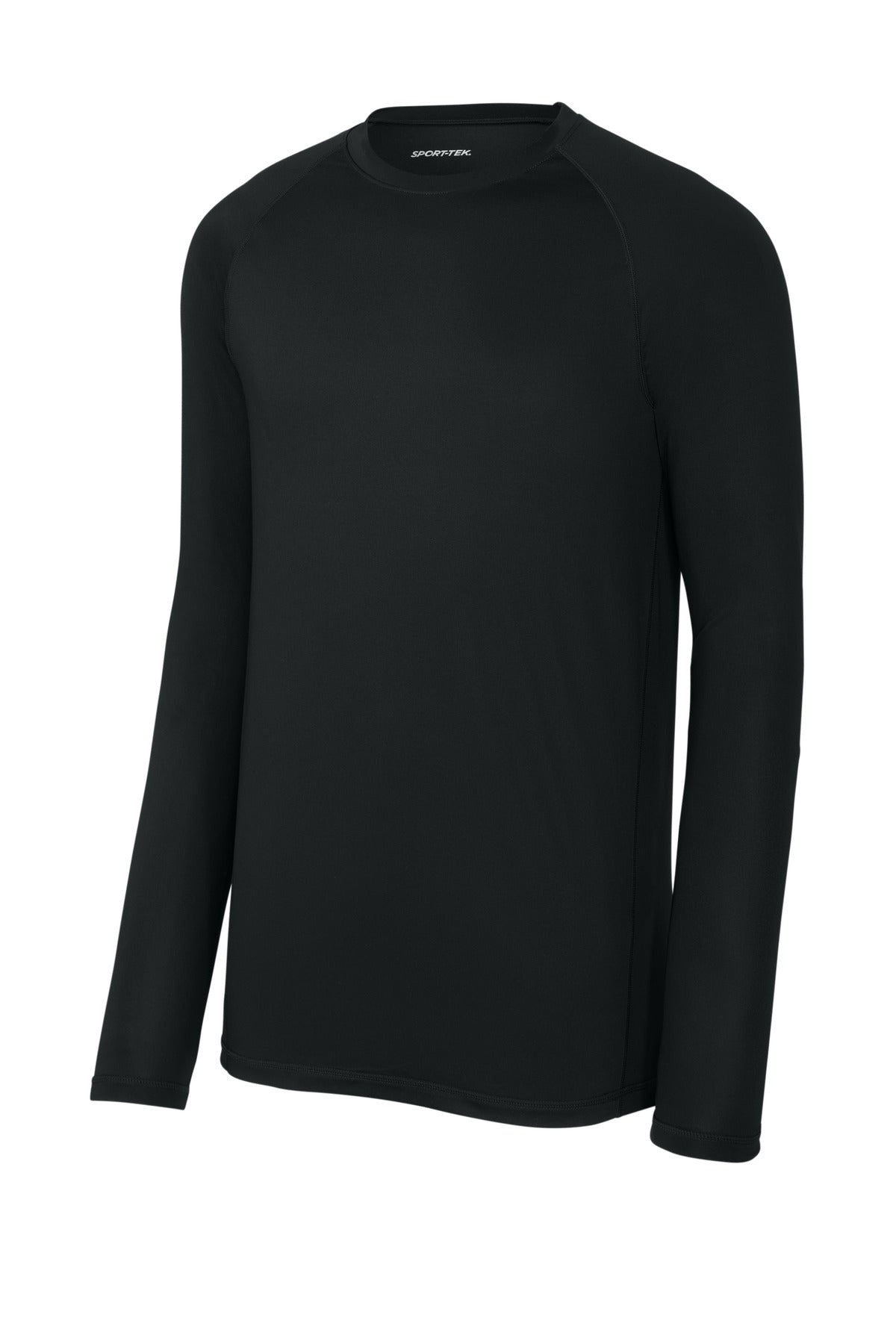 Front View of Black Sport-Tek PosiCharge Compression Long Sleeve Tee ST120LS