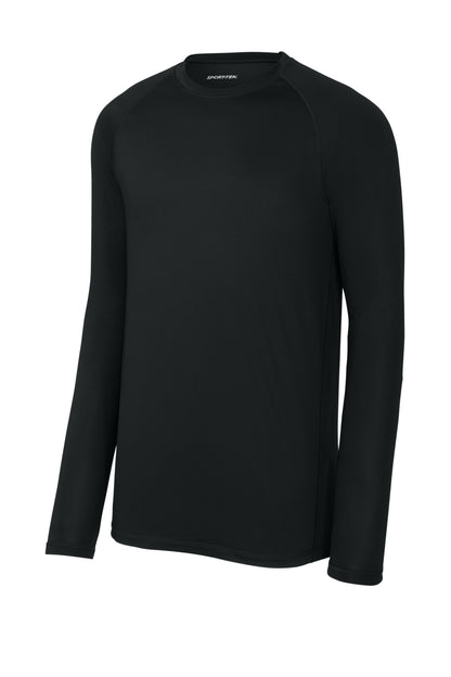 Front View of Black Sport-Tek PosiCharge Compression Long Sleeve Tee ST120LS
