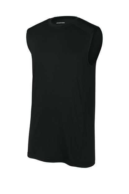 Front View of Black Sport-Tek PosiCharge Compression Sleeveless Tee ST121SL