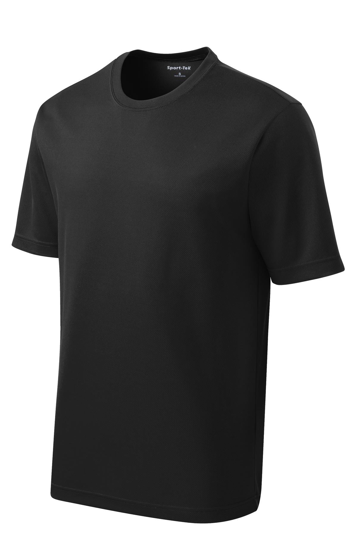 Front View of Black Sport-Tek PosiCharge RacerMesh Tee. ST340