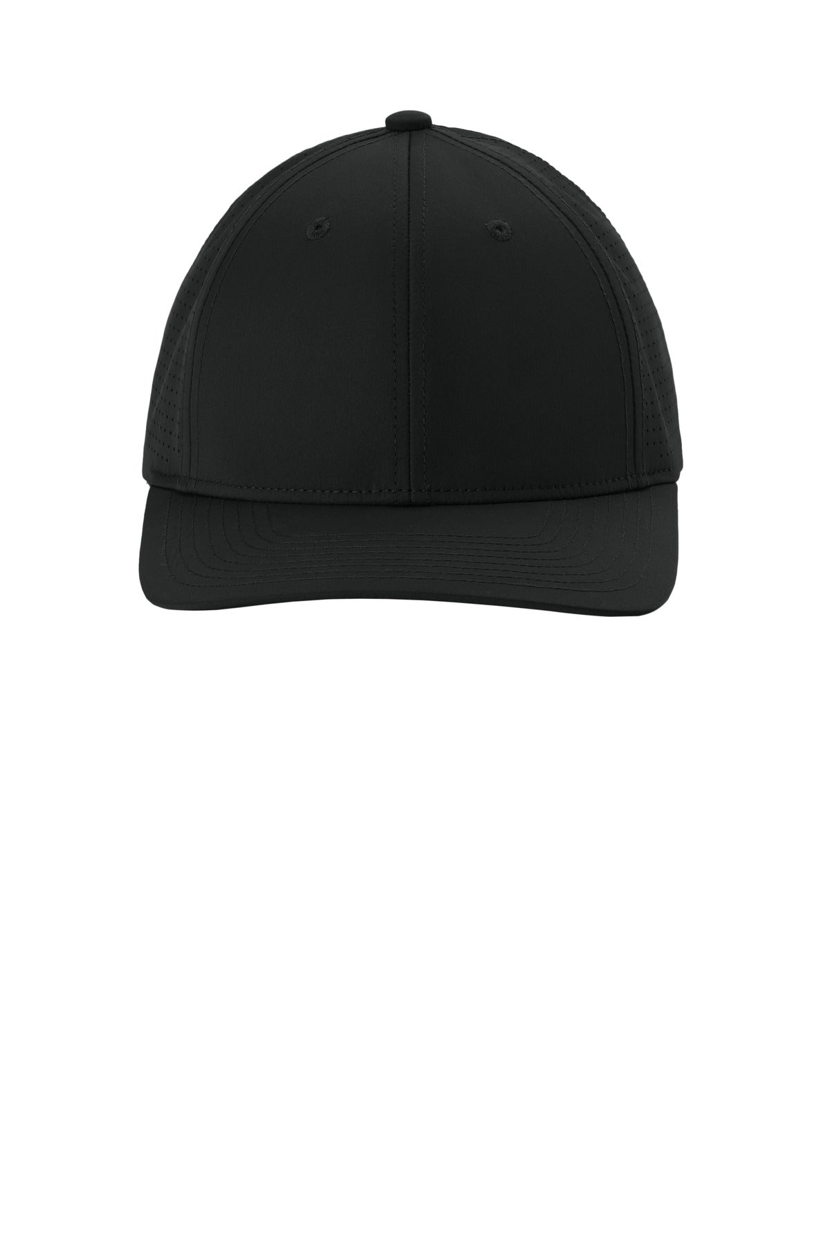 Front View of Black Sport-Tek Pro-Cut Adjustable Cap STC65