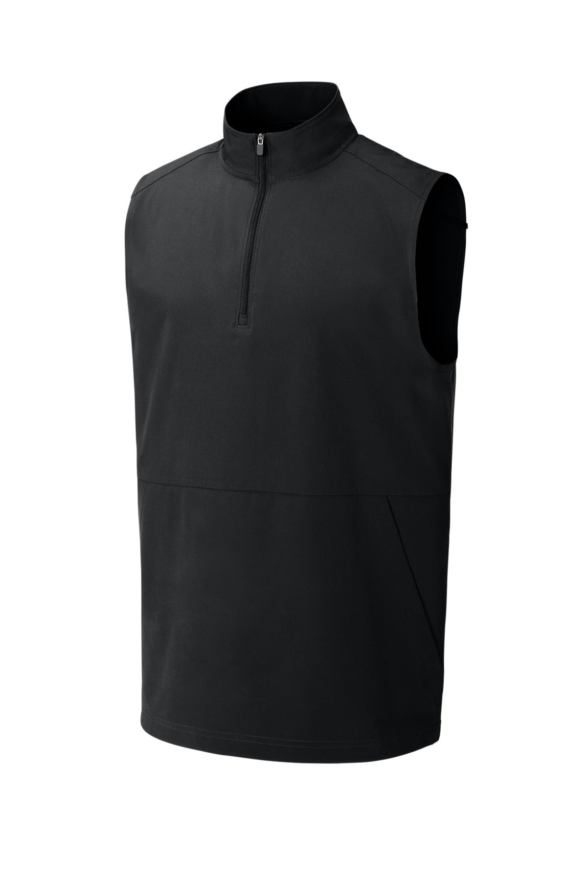 Front View of Black Sport-Tek Repeat 1/4-Zip Vest ST487