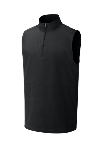 Front View of Black Sport-Tek Repeat 1/4-Zip Vest ST487