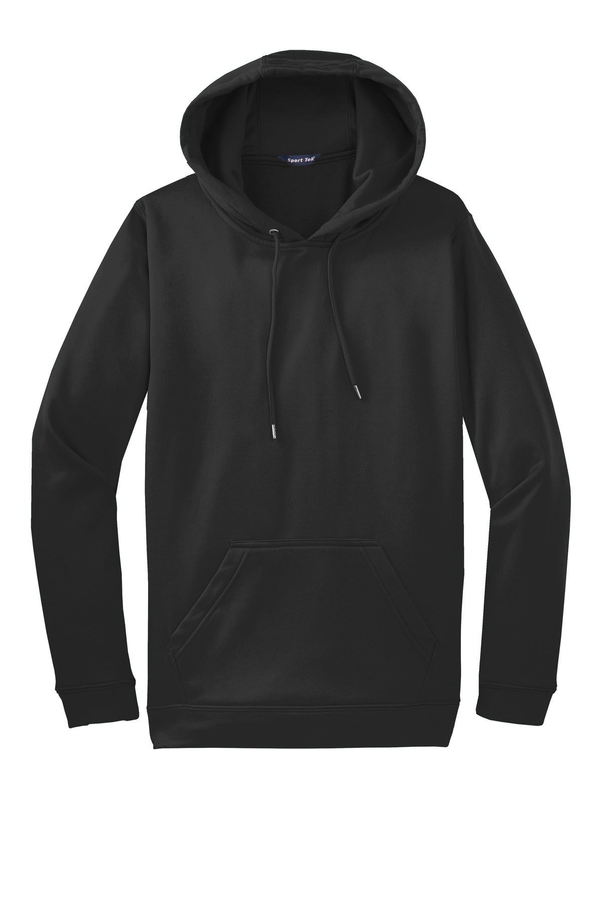 Front View of Black Sport-Tek Sport-Wick Fleece Hooded Pullover. F244
