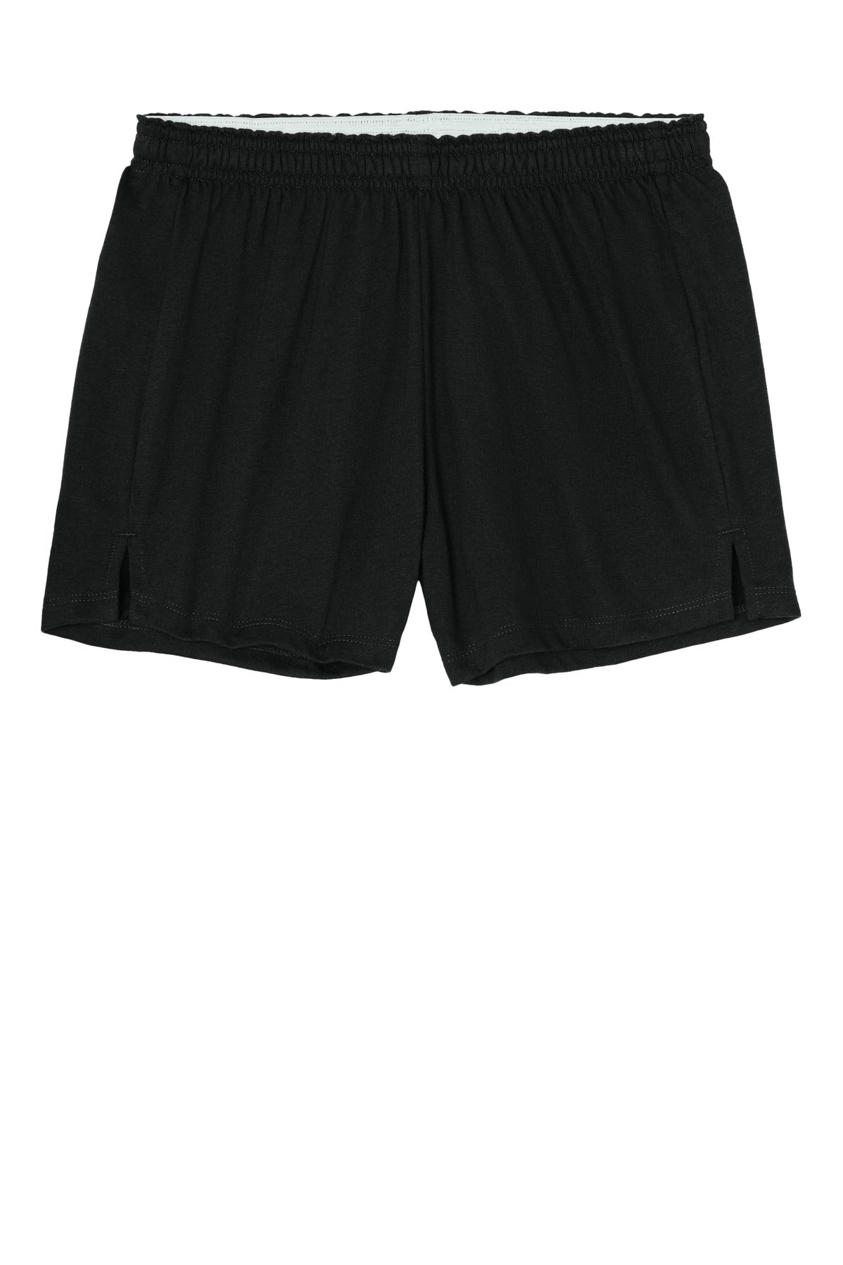 Front View of Black Sport-Tek Women's Jersey Knit Squad Short LST311
