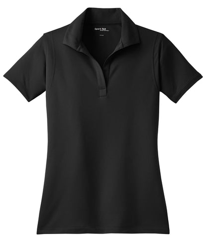 Front View of Black Sport-Tek Women's Micropique Sport-Wick Polo. LST650