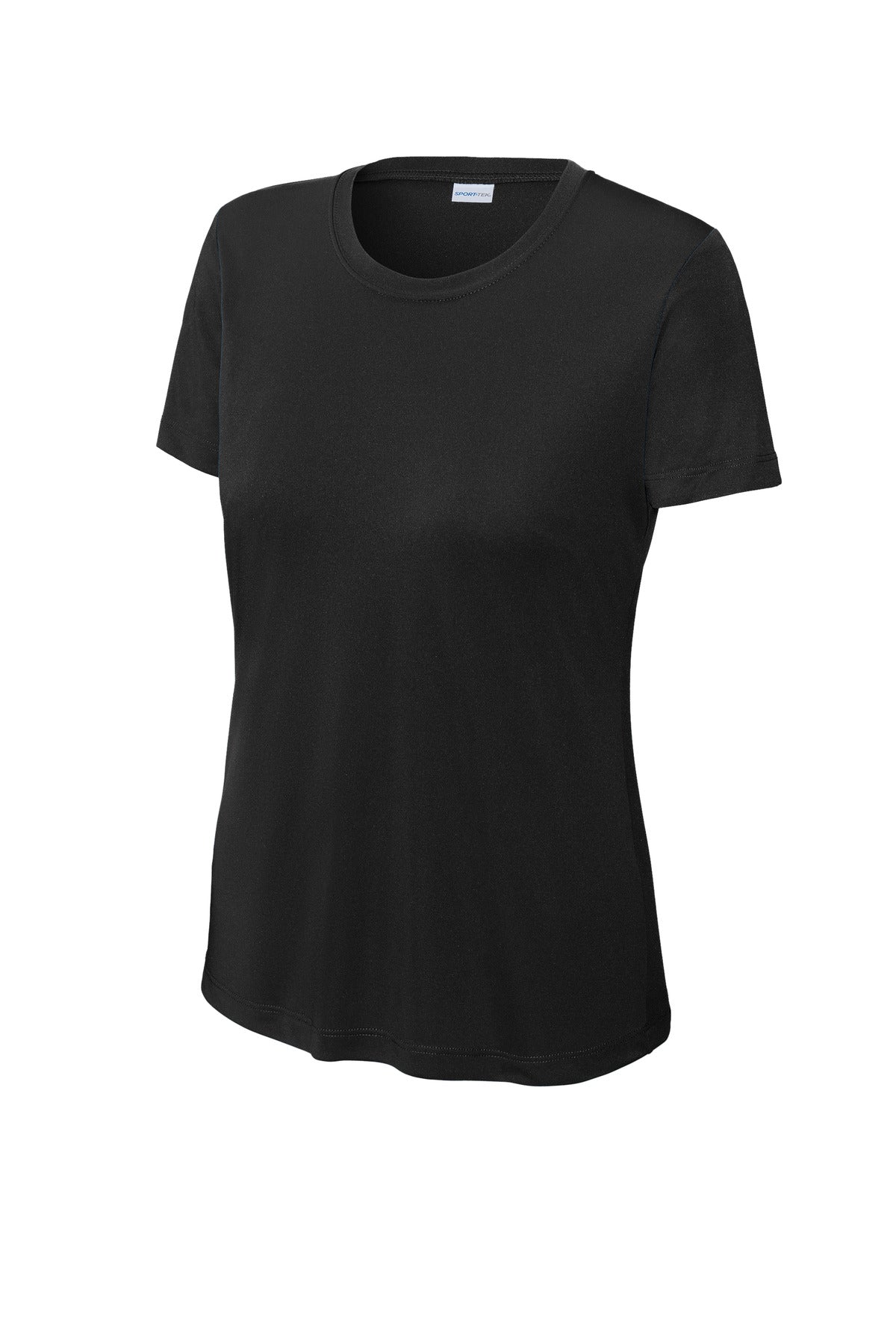Front View of Black Sport-Tek Women's PosiCharge Competitor Tee. LST350