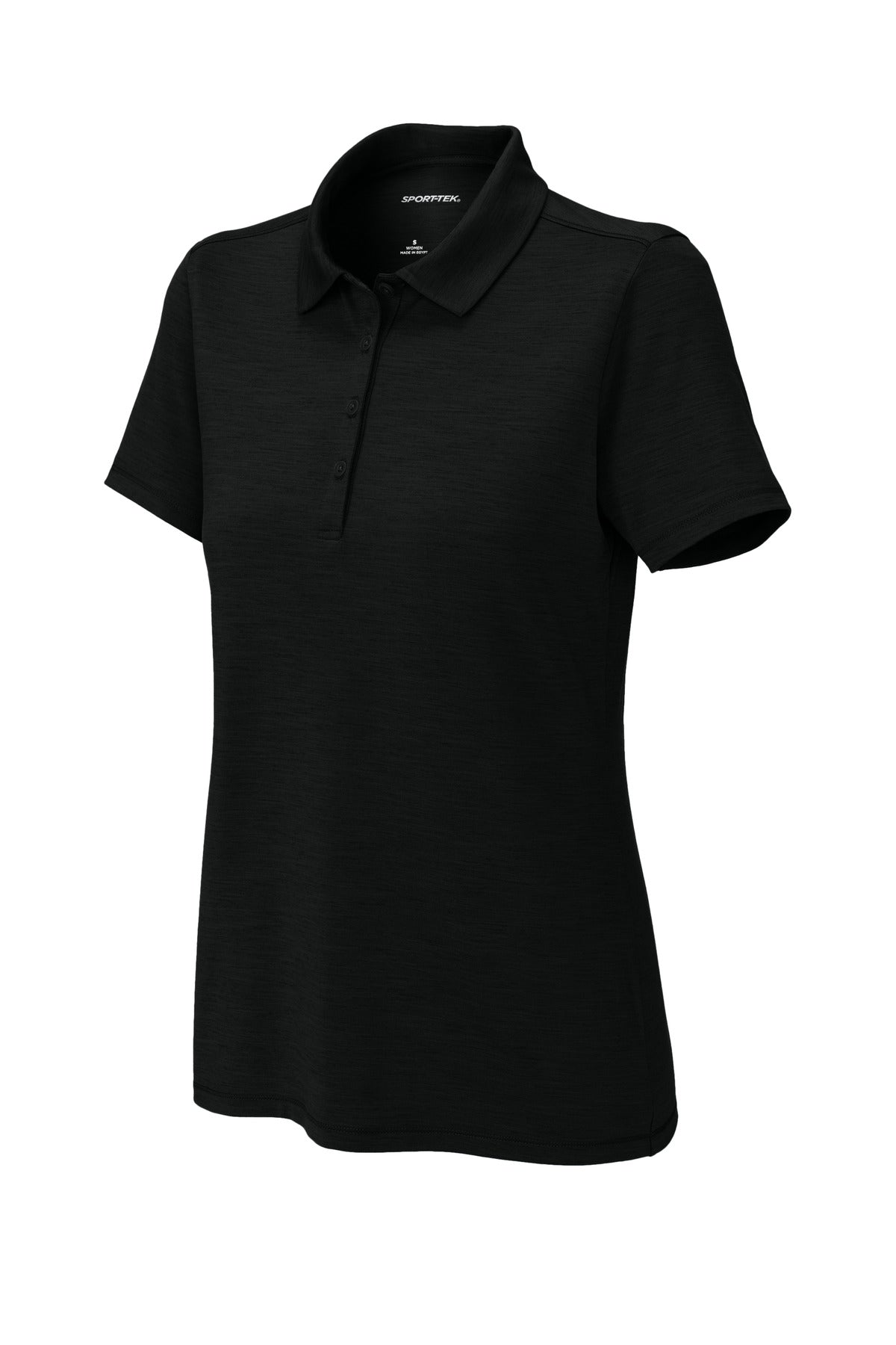 Front View of Black Sport-Tek Women's Versa Polo LST490