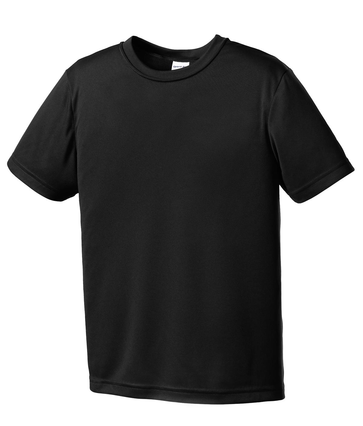 Front View of Black Sport-Tek Youth PosiCharge Competitor Tee. YST350