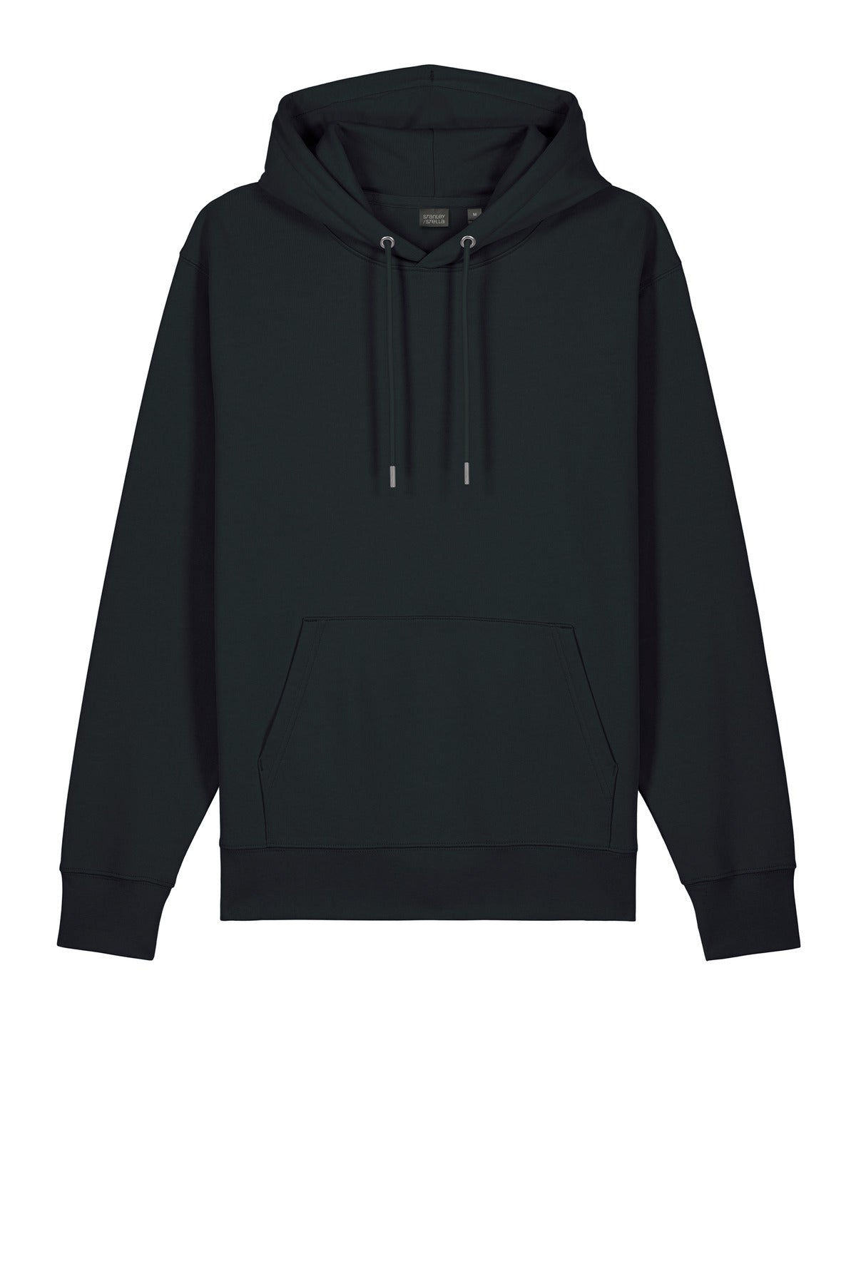 Front View of Black Stanley/Stella Unisex Cruiser 2.0 Hooded Sweatshirt SXU003