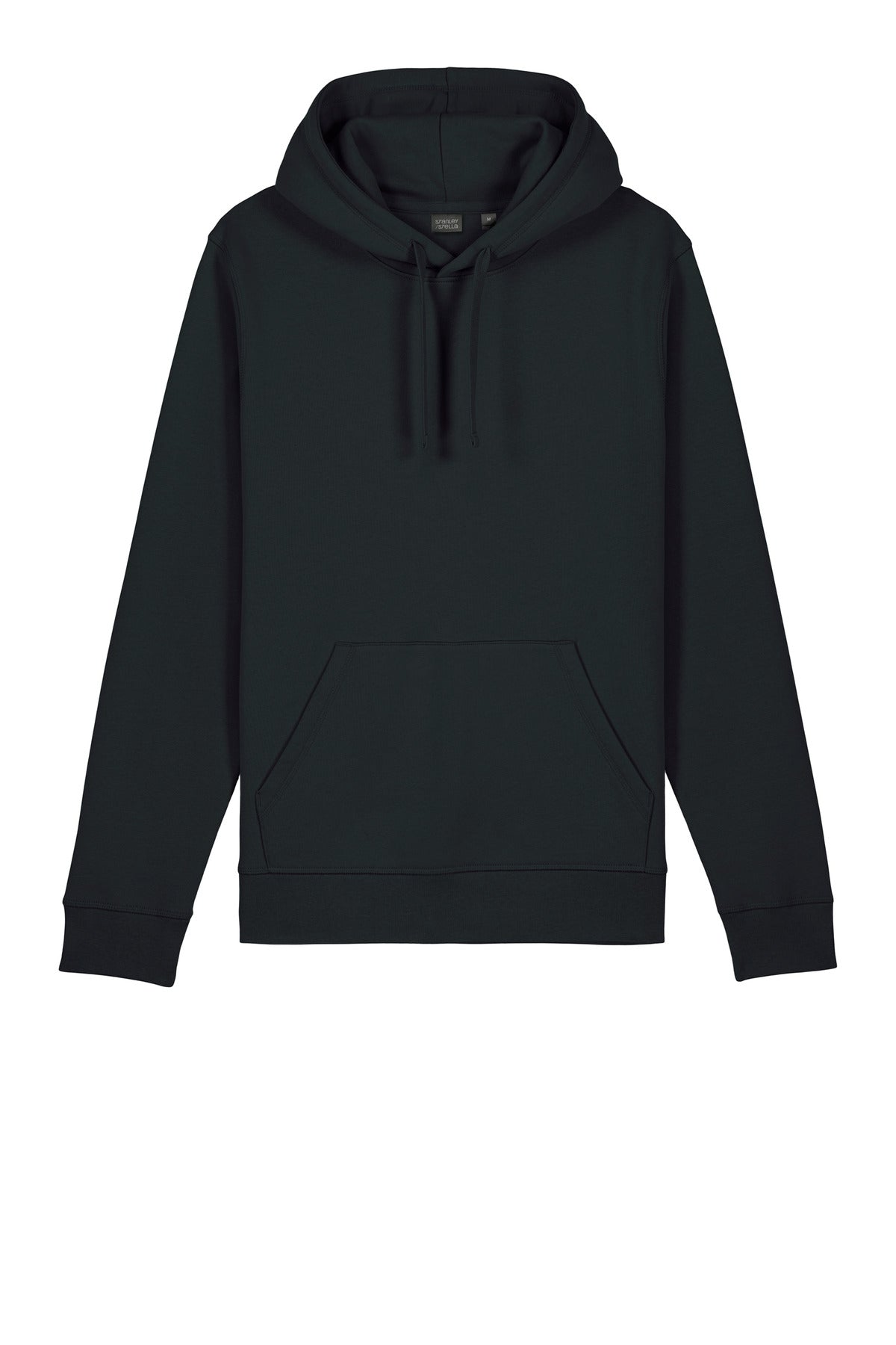 Front View of Black Stanley/Stella Unisex Drummer 2.0 Hooded Sweatshirt SXU009