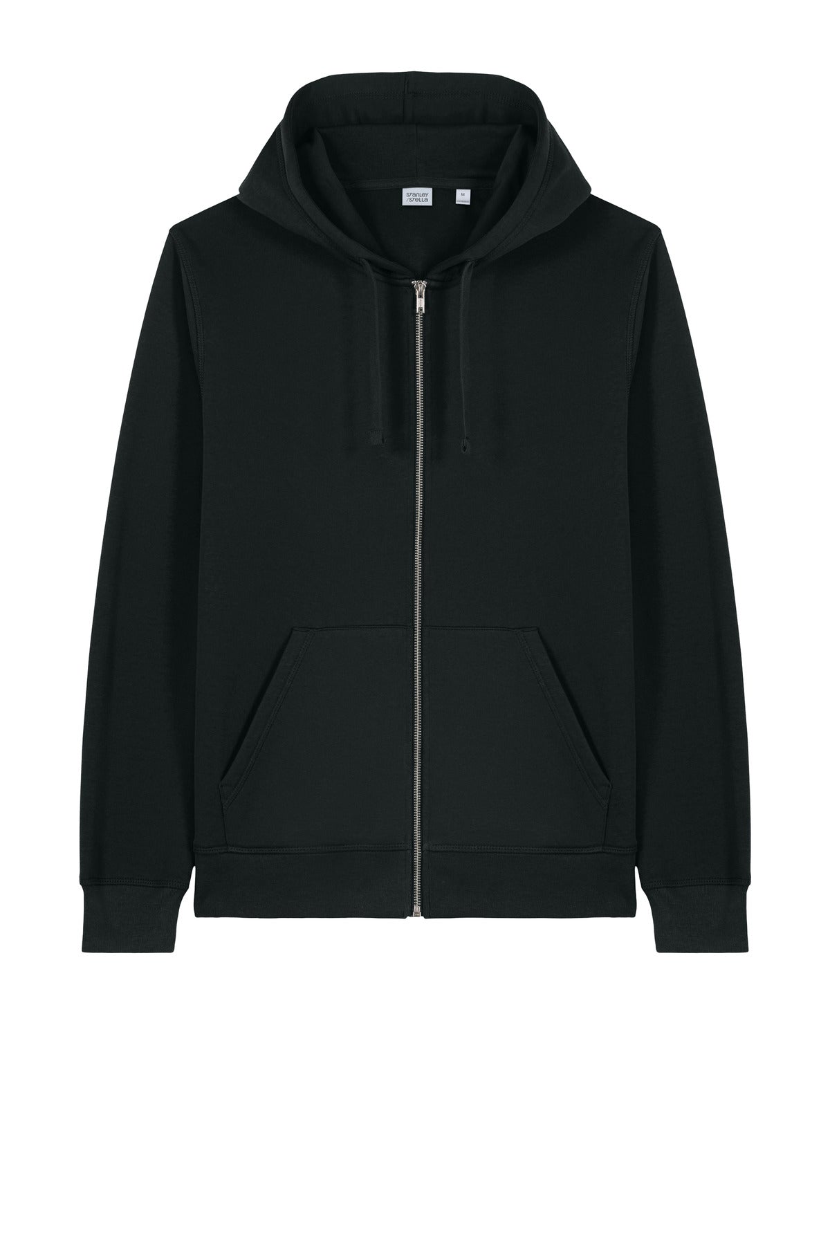 Front View of Black Stanley/Stella Unisex Mixer Full-Zip Hooded Sweatshirt SXU011