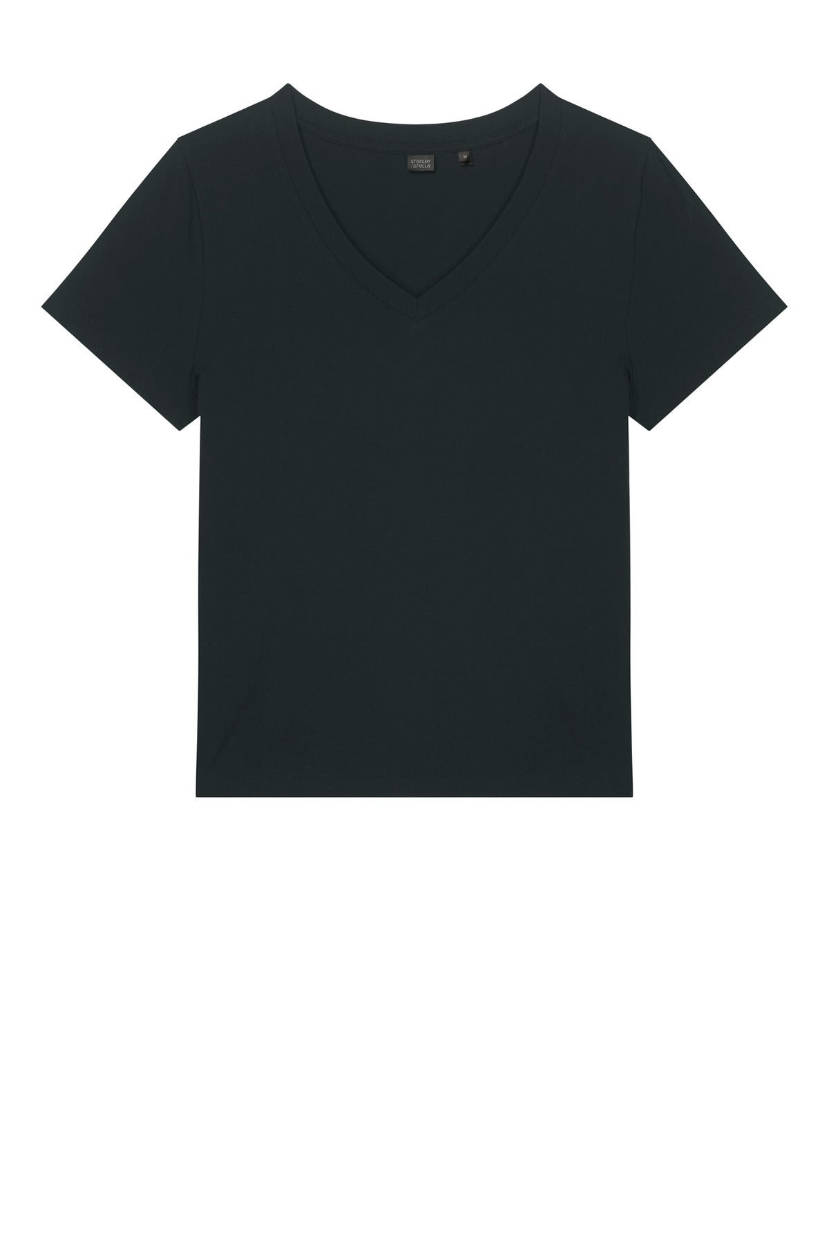 Front View of Black Stanley/Stella Women's Stella Isla V-Neck Tee SXW032