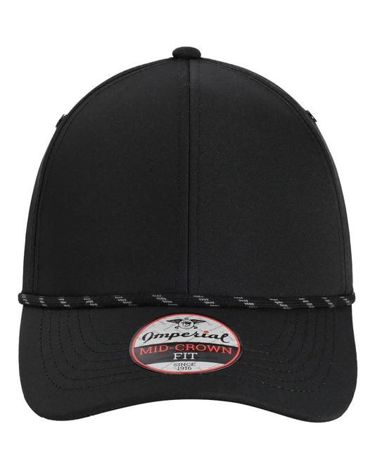 Front View of Black The Habanero Performance Rope Cap - 6054