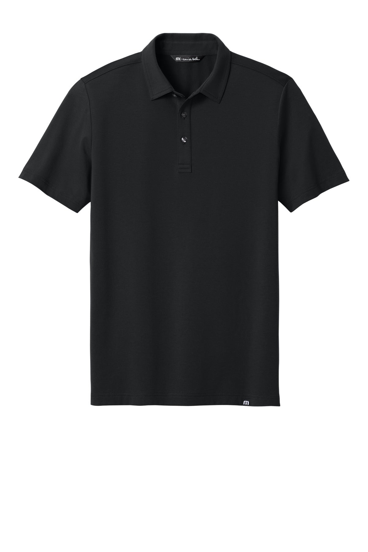 Front View of Black TravisMathew Glenview Solid Polo TMA41461
