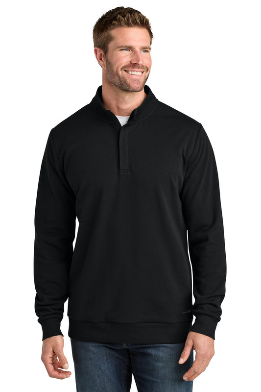 Front View of Black TravisMathew Ocean Villa 1/4-Zip TMA41421