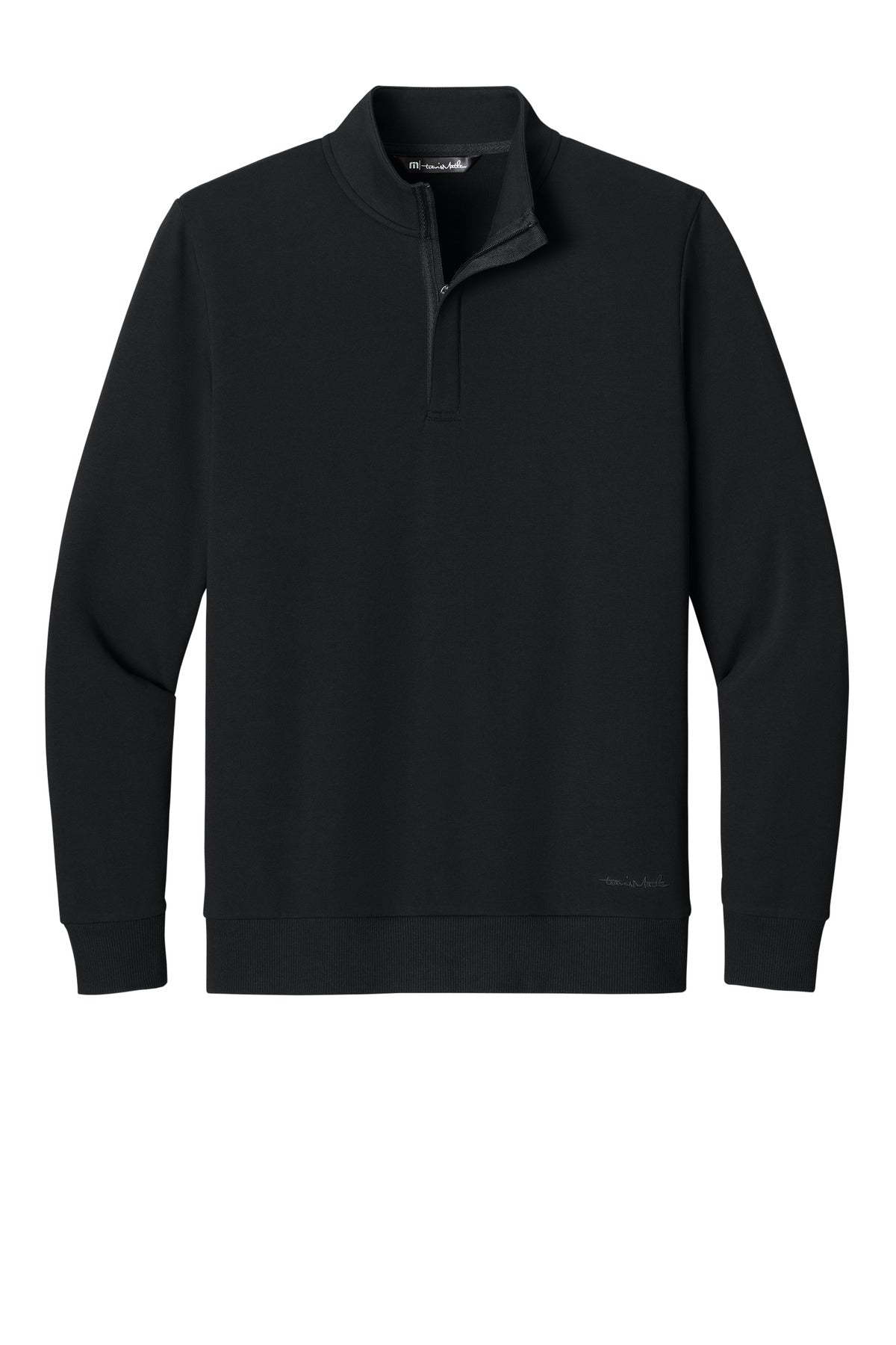 Front View of Black TravisMathew Ocean Villa 1/4-Zip TMA41421