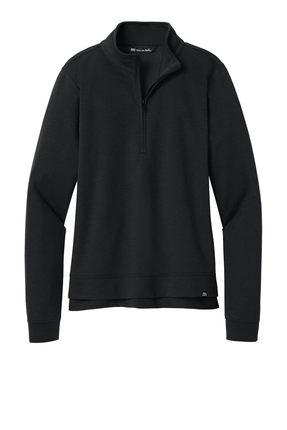 Front View of Black TravisMathew Women's Coveside 1/2-Zip TM1LD007