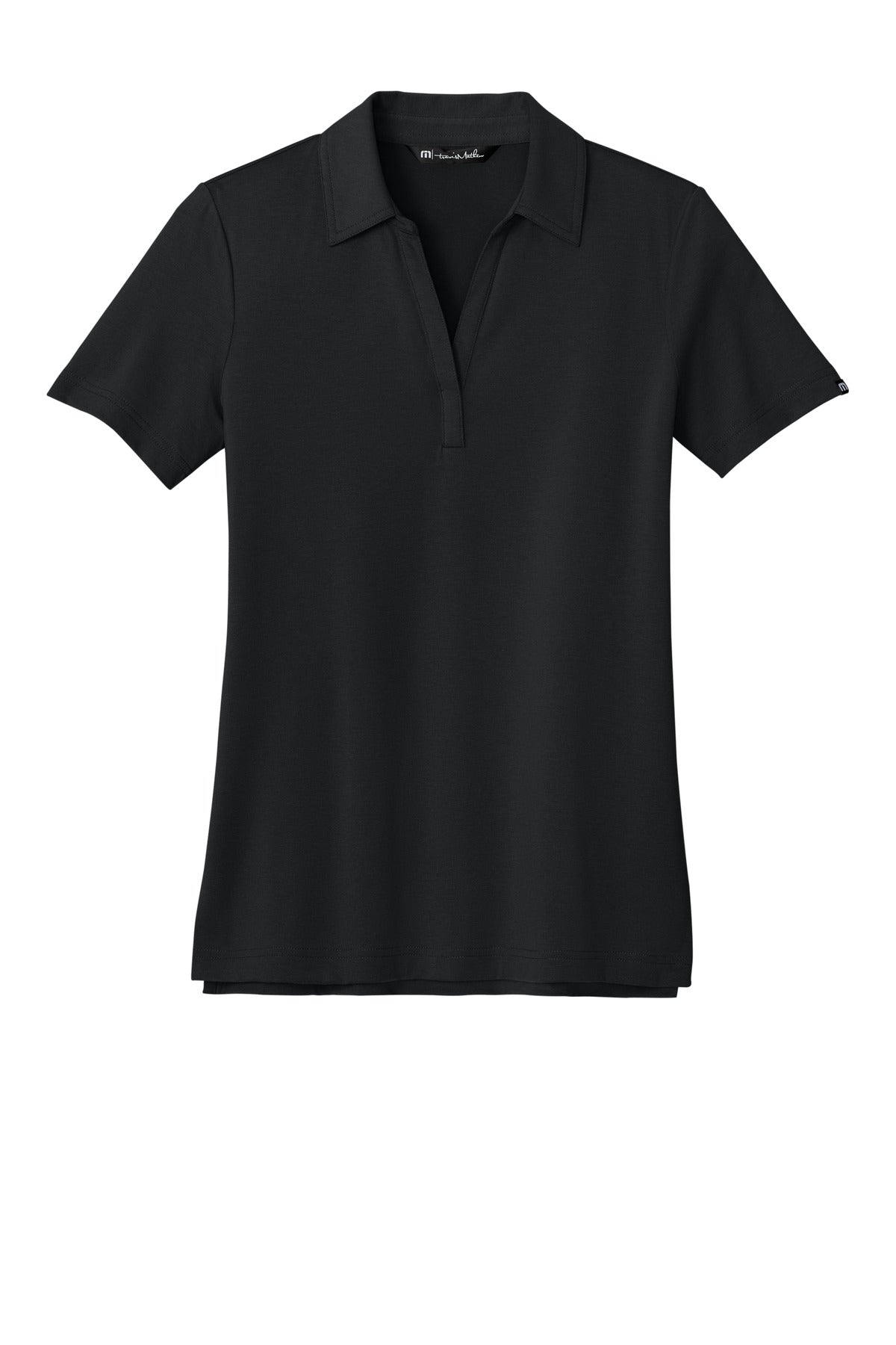 Front View of Black TravisMathew Women's Glenview Solid Polo TM1LF071