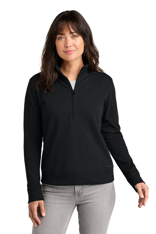 Front View of Black TravisMathew Women's Ocean Villa 1/4-Zip TMA41428